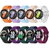 10 Pack No Gap Bands Compatible with Samsung Galaxy Watch 7 6 5 4 Band 40mm 44mm, Galaxy Watch 6 4 Classic 42mm 46mm 43mm 47mm, Galaxy Watch 5 Pro 45mm, Galaxy Watch FE 40mm, 20mm Soft Silicone Sport Strap Women Men