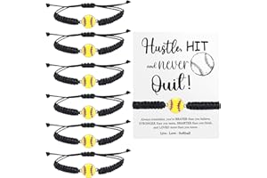 AIOMOB 12 Sets Sports Bracelets Gifts Adjustable Woven Bracelets with Inspirational Cards Volleyball Basketball Football Soccer Tennis Softball Gift for Spots Team Players Party Favors bulk