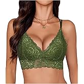 Avidlove Bras for Women Floral Lace Bralettes Deep V Sexy Bras Cross Back Longline Bralette No Padded