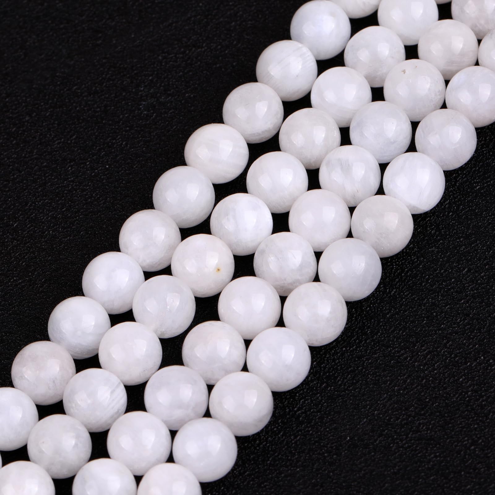 GEM-Inside 8mm Blue Rainbow Moonstone Round Gemstone Semi Precious Loose Beads for Jewellery Making 15''