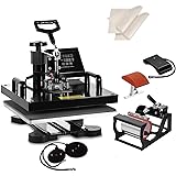 SHZOND 5 in 1 Heat Press Machine 15"x 15" Heat Transfer Machine for T Shirts Hat Mug Plate (5 in 1)