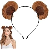 LLMSIX Brown Bear Ears Headband Cute Movable Bear Ears Hairband Plush Animal Ears Headbands Soft Costume Hair Accessories for Party Cosplay Makeup Washing Face Dress Up