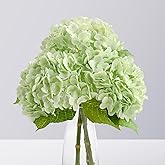 Sherika 3Pcs Real Touch Hydrangea Artificial Flowers, 22" Large Latex Faux Hydrangea Lifelike Fake Flowers for Home Wedding Bouquets Centerpieces Party Floral Arrangements Living Room Decor(Green)
