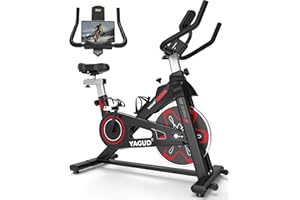 Yagud Exercise Bike, Stationary Bikes for Home, Indoor Cycling Bike/Brake Pad, Indoor Bike with Pad Mount & Comfortable Seat Cushion, Workout Bike LCD Display