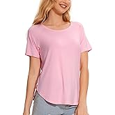 GYS Womens Pajama Tops Short Sleeve Shirts Summer Comfy Crew Neck Sleep T-Shirt