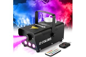 FANSTECK Fog Machine - Smoke Machine with 12 Colorful LED Lights Effect, 2000CFM Smoke Machine Fog Halloween with Wired and Wireless Remote Control, Ideal for Outdoor, Wedding, Parties, and DJ Stage