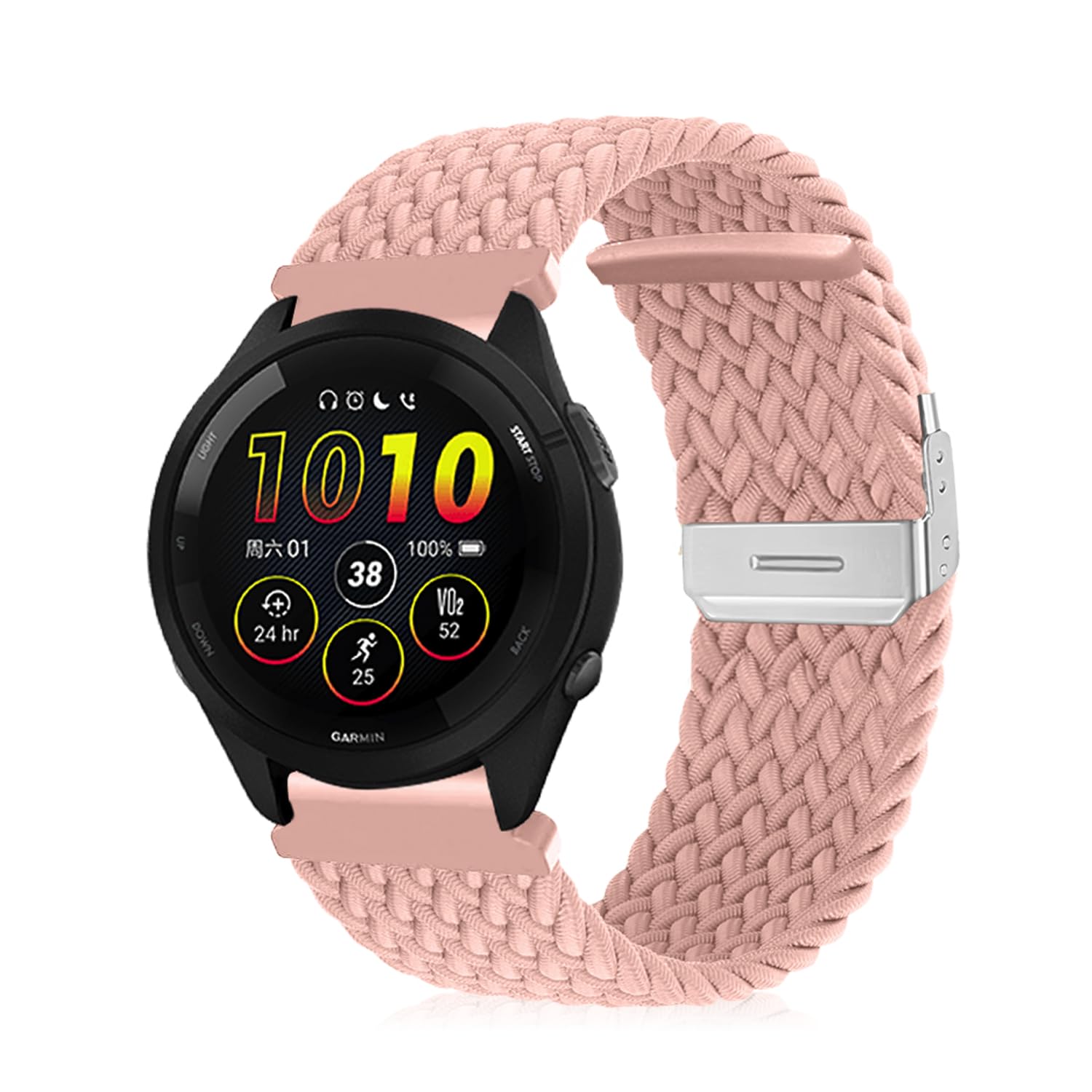 Niboow 22mm Strap for Garmin Venu 3/Venu 2/Vivoactive 4/Forerunner 265/Forerunner 255/Forerunner 255 Music, Elastic Nylon Watch Bands for Huawei Watch GT 4 46mm/Watch 4/Watch 4 Pro - Pink