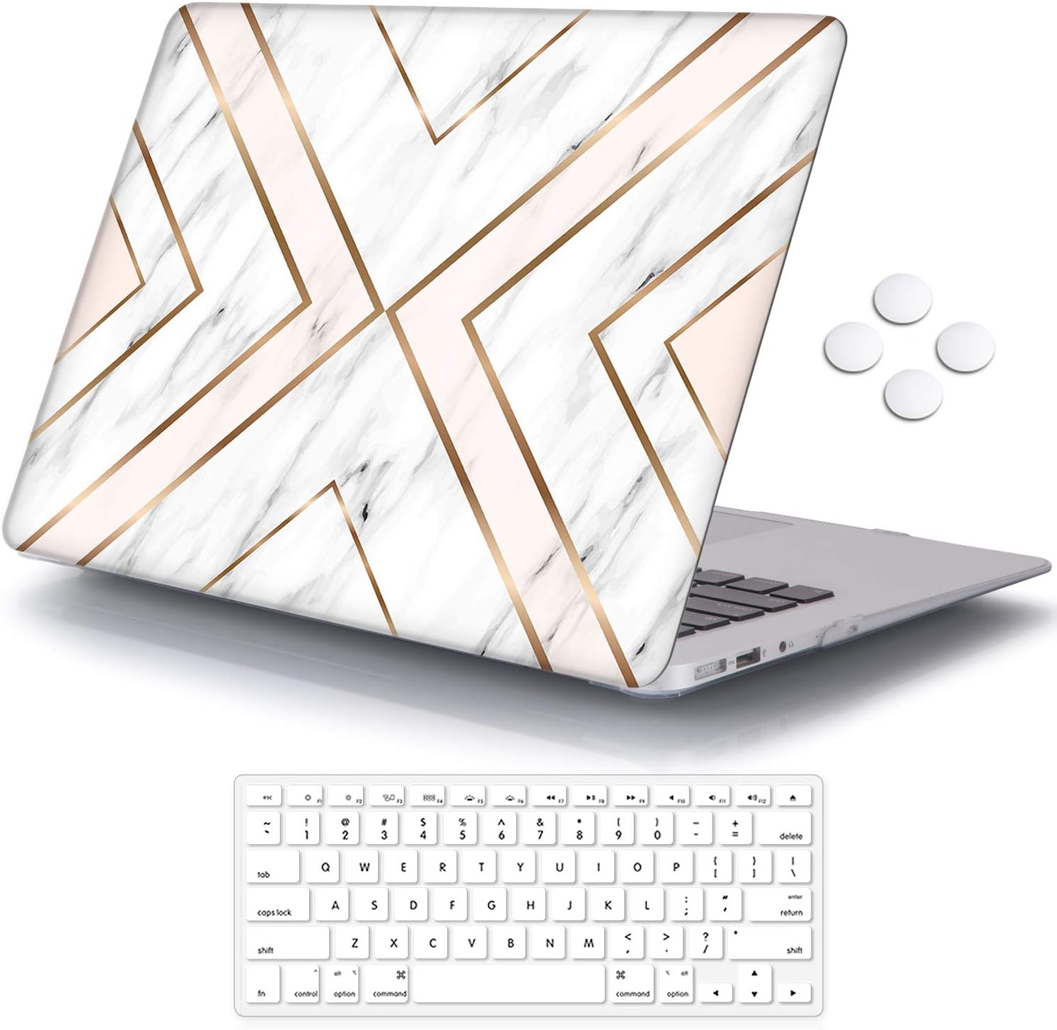 MacBook Air 13 inch Case (Release 2010-2017 Older Version), iCasso Hard Shell Plastic Protective Case & Keyboard Cover Only Compatible with MacBook Air 13 Inch Model A1369/A1466 - Geometric Marble