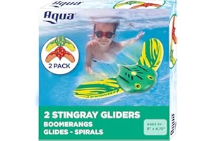 AQUA LEISURE Aqua Mini Stingray Gliders - 2 Pack - Underwater Pool Toys with Adjustable Fins Travel Up to 40 Feet