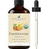 Handcraft Blends Organic Frankincense Essential Oil - 1 Fl Oz | 100% Pure and Natural, USDA Certified, Steam Distilled, Amber Glass Bottle with Glass Dropper, for Diffuser &amp; Aromatherapy