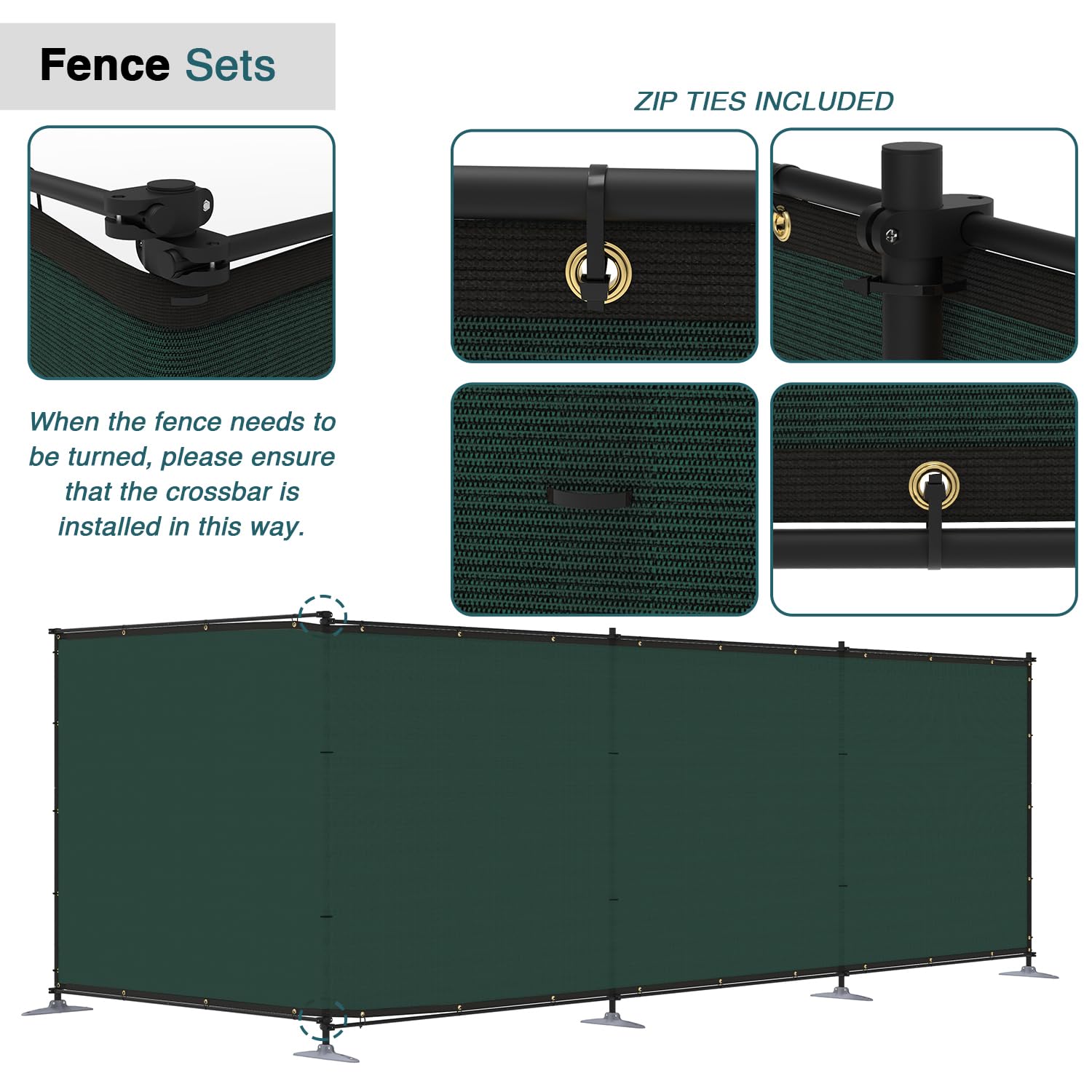 ECOOPTS 5'Hx85'L Privacy Fence Set with Poles and