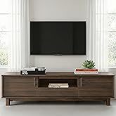 Amada 58" Fluted TV Stand for TVs up to 65", Mid-Century Modern Entertainment Center with Storage Drawer & Open Shelf, Wood Media TV Consoles for Living Room and Bedroom Furniture, Walnut
