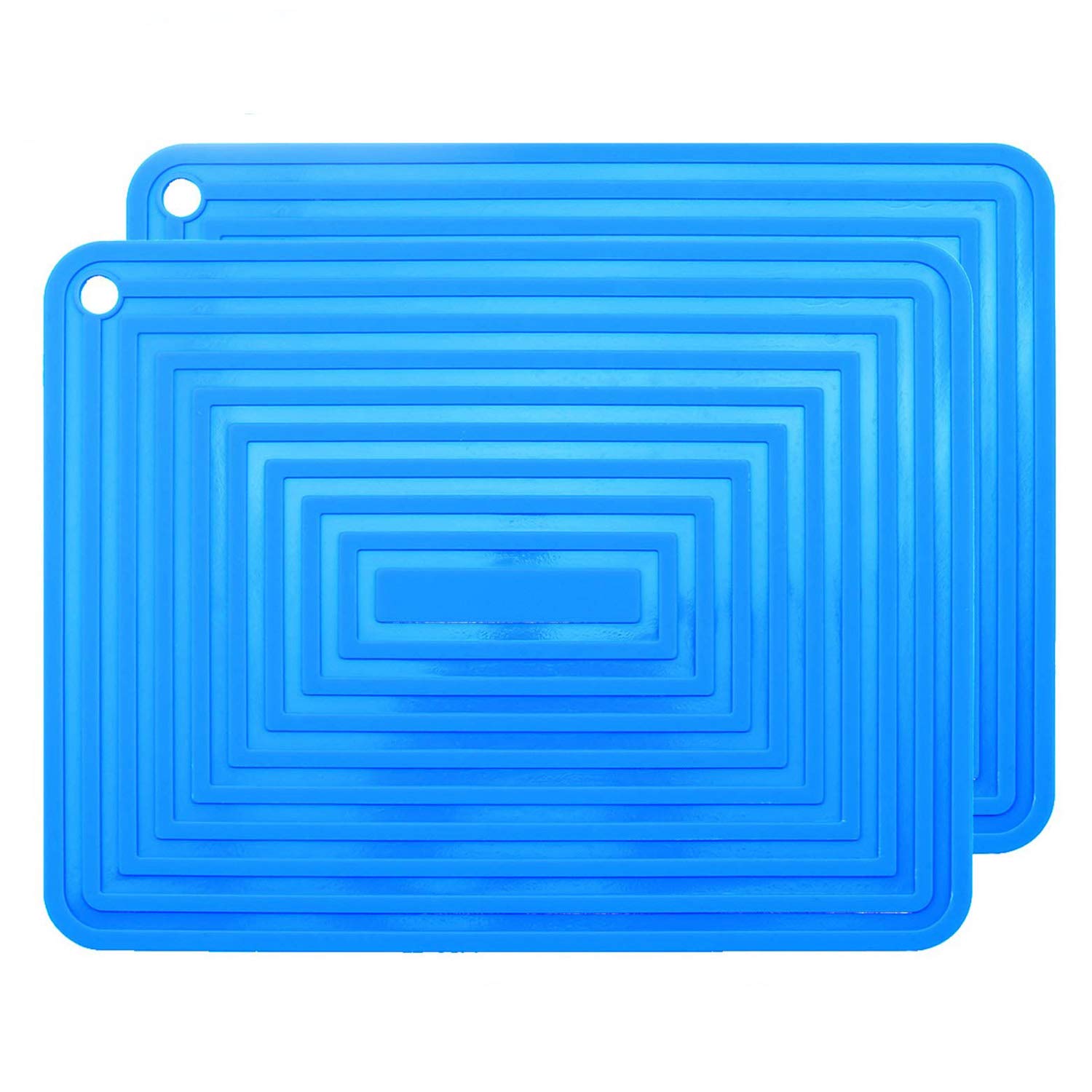 2 Pack Large Silicone Trivet Mats/Hot Pads,Heat Resistant Pot Holder Blue,9"x12" Non Slip Flexible Durable Pot Coaster Kitchen Countertop Table Mats (Blue)