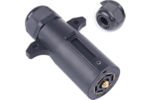 CheeMuii 7 Pin Trailer Plug with Waterproof Seal Heavy Duty 7 Way Round RV-Style Trailer Connector 7 Point Trailer Wiring Rep