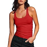 Artfish Women's Sleeveless Cotton Fitted Tank Top Form Fitting Scoop Neck Ribbed Knit Basic Cami Shirts