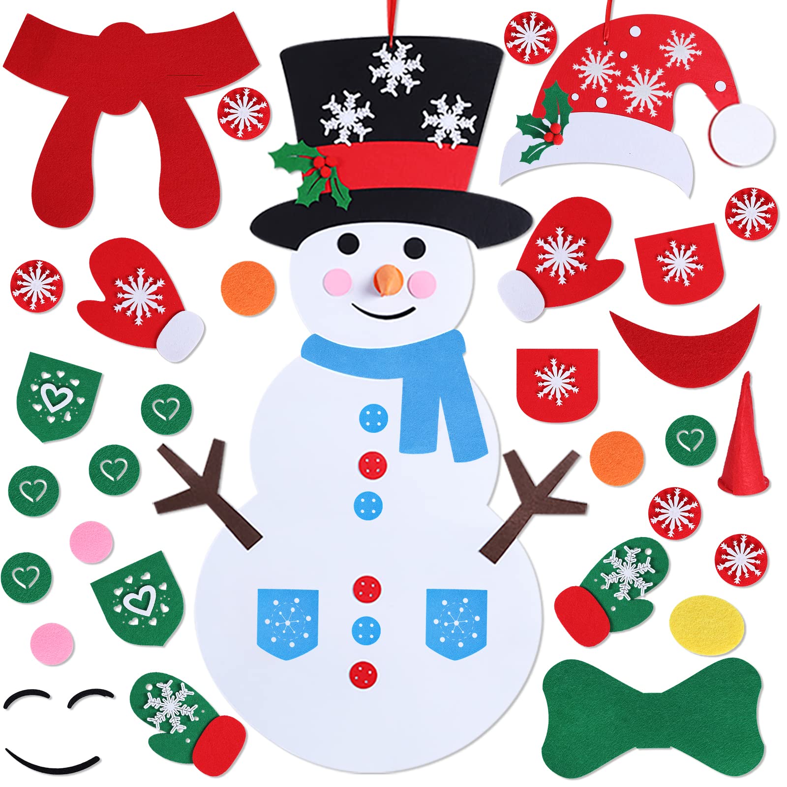 Photo 1 of Max Fun Diy Felt Christmas Snowman Games Set with 58Pcs Crafts kit Wall Hanging Xmas Gifts for Christmas Winter Holiday Party Decorations (Snowman)