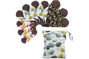 Teamoy 10Pcs Pack Sanitary pad, Reusable Washable Cloth Menstrual Pads/Panty Liners with Wet Bag, Super-absorbent, Soft and C