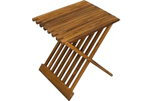 NORDIC STYLE TEAK Nordic Style Assembled Bathroom, Spa Teak Wood Folding Stool and Seat 17.7" (Oiled Finish, Brown)