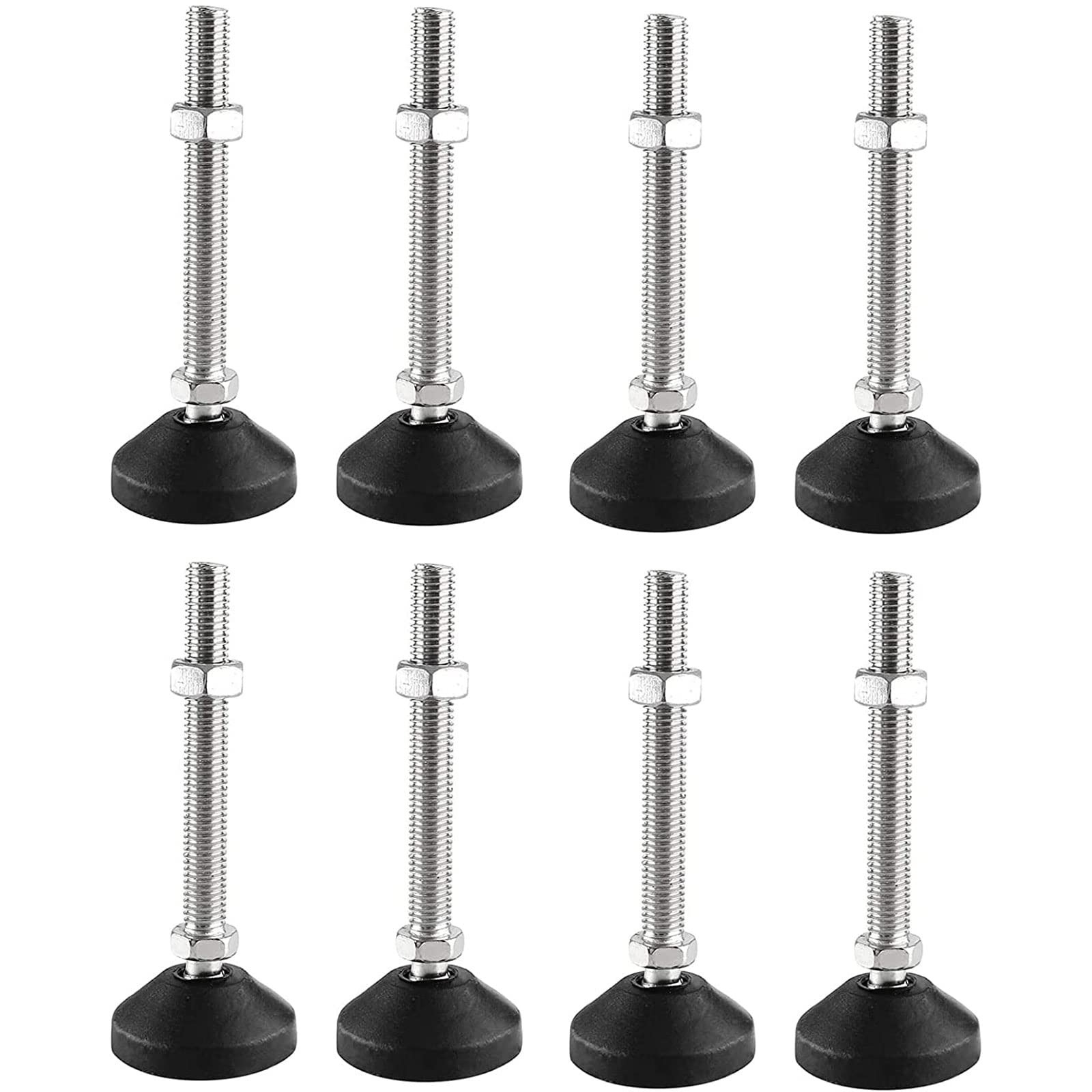 SHUIOG Pack of 8 Adjustable Foot M12 x 80 mm Adjusting Screw, Furniture Foot Base Foot Can Carry Adjustable Feet Adjusting Plate Maximum 20° Tilt (8 Pieces M12 x 80 mm x 40 mm)