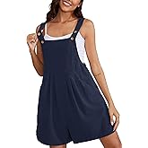 Muchpow Women's Summer Casual Rompers Wide Leg Short Overalls Button Adjustable Strap Jumpsuit with Pockets 2026