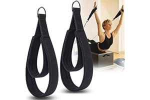 2Pcs Pilates Double Loop Straps, Feet Fitness Equipment Straps Double Padded, for Reformer, Pilates Equipment D-Ring Exercise