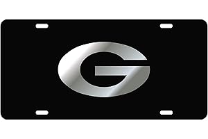 CRAFTIQUE Sports Addiction Georgia Bulldogs Mirror Laser License Plate Tag Black Background, Silver - G Logo