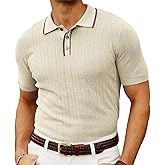PJ PAUL JONES Mens Knitted Polo Shirts Short Sleeve Textured Pullover Golf Polo T Shirts