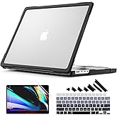 Batianda Ultimate Protection Case for New MacBook Pro 14 2025 M5 M4 M3 Pro Max Chip Matte Translucent Rugged Armor Shell with Shockproof TPU Bumper Anti-Fingerprint with Keyboard Cover, Translucent