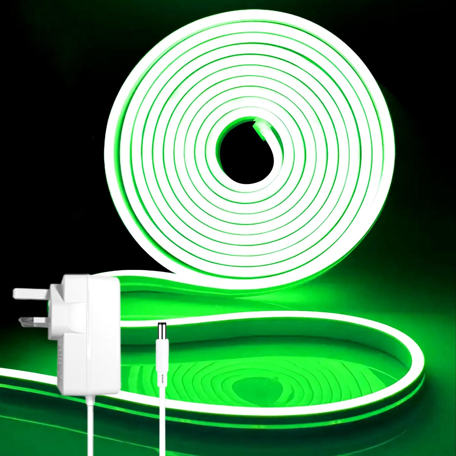 iNextStation Green LED Strip Lights, 5M St. Patrick's Day Neon Rope Light with Plug, 12V Waterproof Cuttable Silicone Lights for Bedroom TV Backlight Gaming Room Monitor Wall Outdoor Ambient Lighting