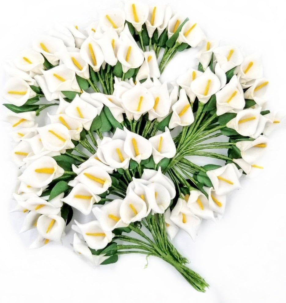 JZK 144 Foam white calla lily small artificial flowers for crafts favour box gift box card making embellishment decoration for wedding birthday Christmas party - Image 5