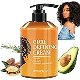 Argan Oil Curl Defining Cream, Anti Frizz Curl Cream for Enhances Wavy Hair and Curly Hair, Hair Mask Curl Cream to Define All Curly Types & Hair Textures 9.46 FL OZ