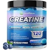 Creatine Monohydrate Gummies Complex 5000MG, 6X Energy &amp; Muscle Support Pre-Workout Supplements for Women &amp; Men, Enhance Strength, Advanced Formula Creatine, L-Taurine, B12, B6, Sugar Free, 120pcs