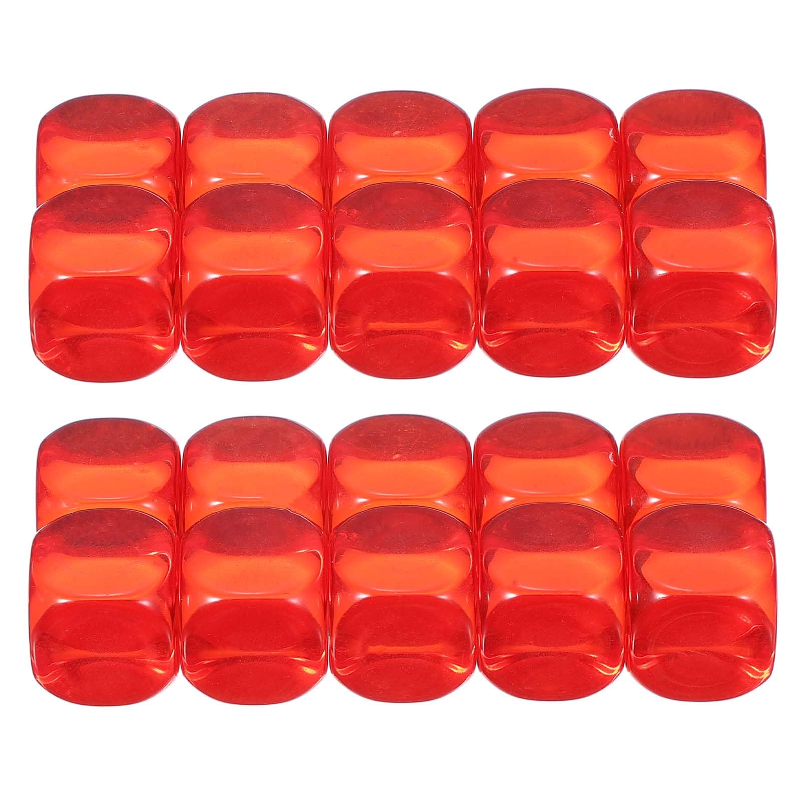 PATIKIL 16 mm Clear Acrylic Dice Blank, 100 Pcs Standard Game Dice Rounded Corner with Smoothed Surface Six Sided for Board Games Teaching, Red
