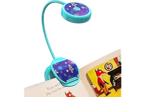Vekkia Cute Rechargeable Book Light,Eye Caring Reading Light for Kids Clip on, 3 Colors & 3 Brightness, 1.8oz Super Light Weight, Up to 40 Hours Reading. Great Gifts for Kids & Readers (Blue)
