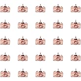 Ruwado 50 Pcs Camera Charms Silver Gold Mini Cute Metal Beading Jewelry Making Kit for DIY Crafting Christmas Gift Idea Necklace Bracelet Earring Keychain Making Supplies Accessories (Rose Gold)