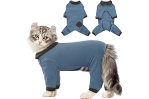 QBLEEV Sticky Hair Cat Clothes, Soft Cat Pajamas for Cats Only, Prevent Lost Fur Kitten Sweater Onesie, Stretchy Recovery Sui