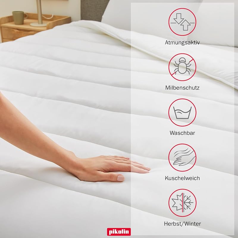 Bettdecke 220 x 220 cm. Winter-Steppdecke mit 300g Ecolofil Daunen-Touch Faser, Warm und Atmungsaktiv, Hochwertige Schlafdecke, Hypoallergen