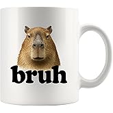 Panvola Capybara Bruh Capybara Animal Lover Gifts Pet Owner For Dad Mom Brother Sister Funny Novelty Drinkware Ceramic Mug 11 oz White