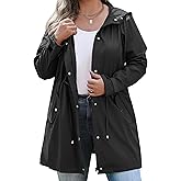 IN'VOLAND Plus Size Rain Jackets For Women Waterproof Rain Coats with Hood Lightweight Windbreaker Outdoor Trench Coat