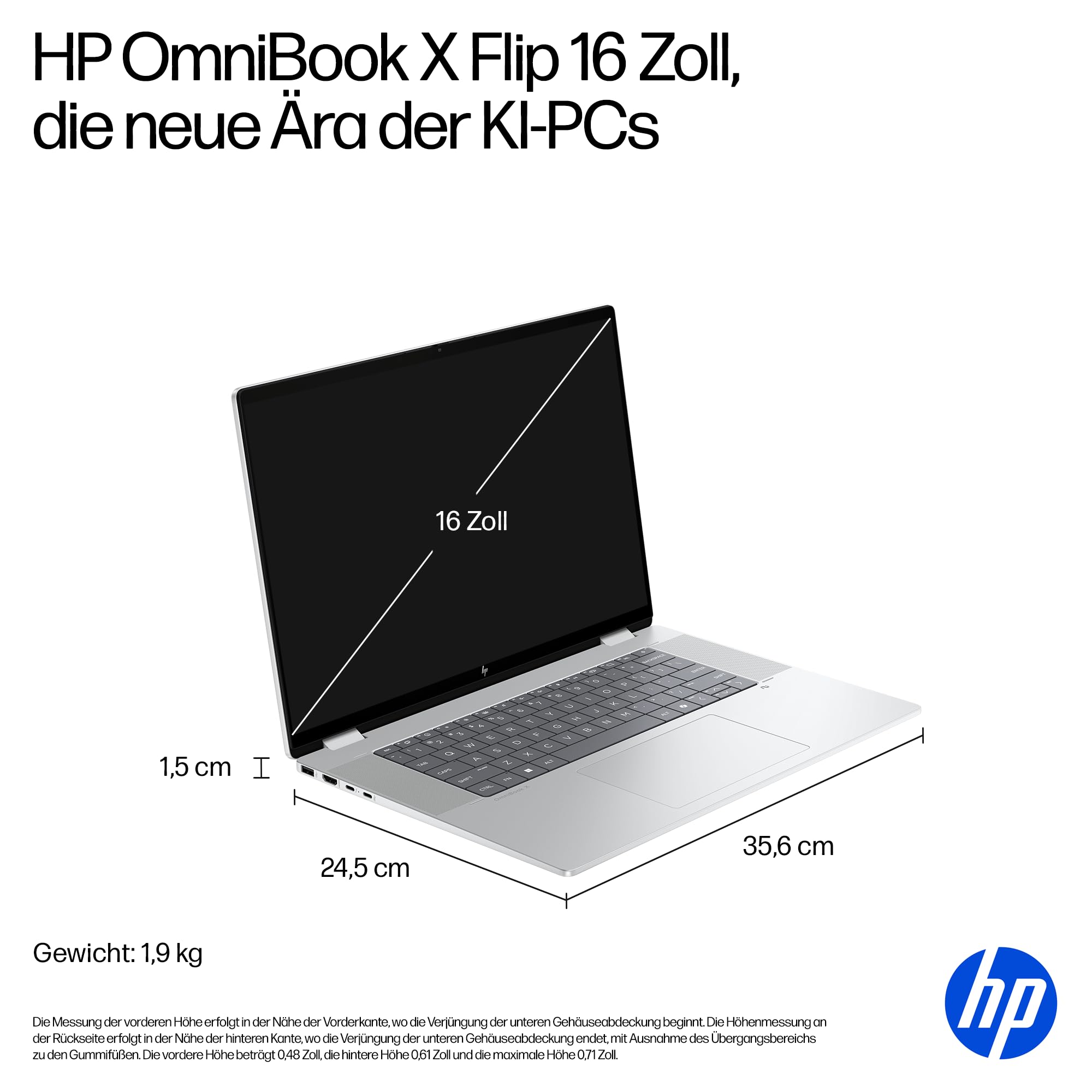 HP OmniBook X Flip 2-in-1 Laptop (16" 2K Touchscreen, Intel Core Ultra 5, Copilot+, 16GB RAM, 512 GB SSD, Win11, QWERTZ) - Silber 6