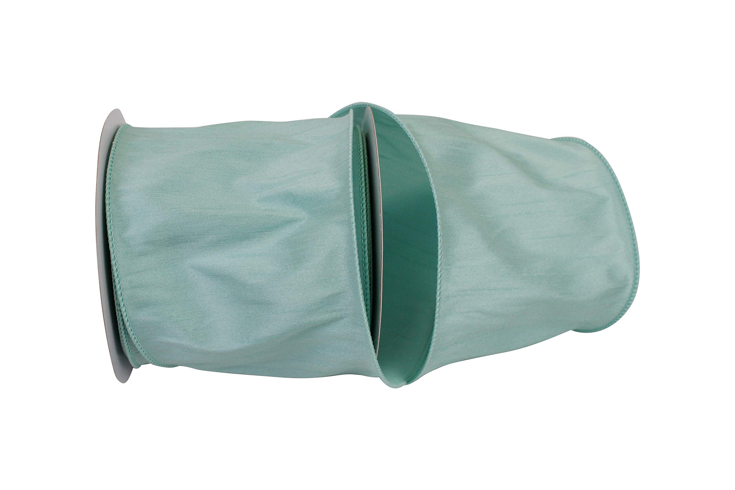 Reliant Ribbon Dupioni Supreme Wired Edge Ribbon, 4 Inch X 10 Yards, Mint