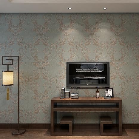 Amazon ハンメロ Hanmeroリビング 部屋 ふすま Diy リフォーム用おしゃれな草柄壁紙 のりなし はがせる ビニールクロス 1ロール 53cm 10m ダークグリーン 壁紙