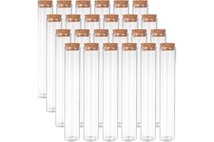 PATIKIL 100ml Test Tubes, 24pcs 7.09x1.18 Glass Clear Flat Bottom Test Tube Containers with Cork Stopper for Bead Party Candy