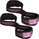 AQF Figure 8 Weight Lifting Straps with Padded Cuff Black Pink view 2