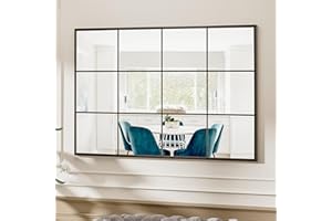 Suidia Rectangular Wall Mirror, 30" x 40" Window Decorative Mirrors, Metal Framed Wall Decor Farmhouse Mirror Black Wall-Mounted Mirrors for Bedroom, Living Room, Entryway, Black