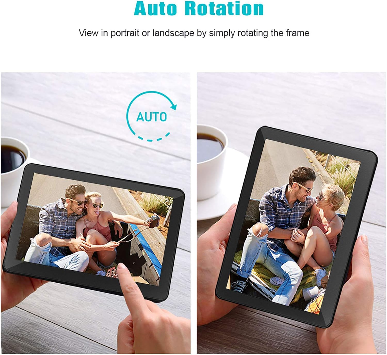 CAMKORY 10 Inch WiFi Digital Picture Frame with HD IPS 1920x1080 Widescreen LED Photo Frame with 1080P Video, Auto Rotate 8GB Internal Memory, Wall Mountable, Support SD Card and USB : Camera & Photo