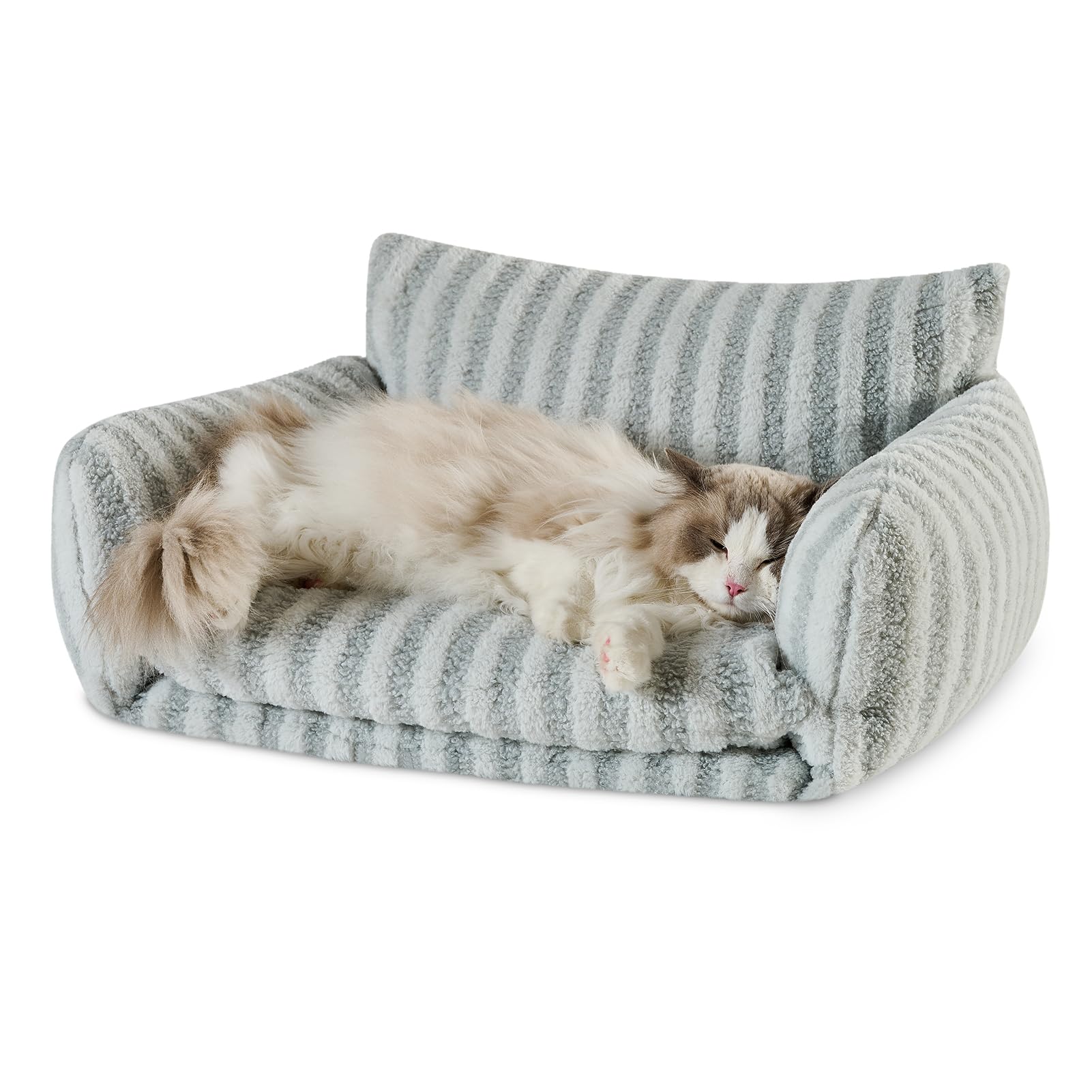 Photo 1 of Hollypet Cat Bed Fluffy Plush Mutifuctional Double-Layer Soft Pet Couch Orthopedic Sofa Nest Beds for Small Cats and Dogs, Gray (25x20x13 inch)