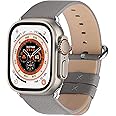 Fullmosa Leather Bands Compatible with Apple Watch 49mm 46mm 45mm 44mm 42mm 41mm 40mm 38mm Women Band Strap for iWatch Ultra 2/Ultra/10/9/8/7/6/5/4/3/2/1/SE2/SE, 49mm 46mm 45mm 44mm 42mm Grey