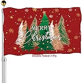 Merry Christmas Tree Flags 3x5 Outdoor Double Sided- Xmas Pine Flag 3 Ply Heavy Duty with 2 Brass Grommets for Holiday Outside Outdoor