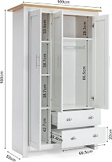 3 Piece Bedroom Furniture Set - 3 Door Wardrobe & Chest of Drawers view 3